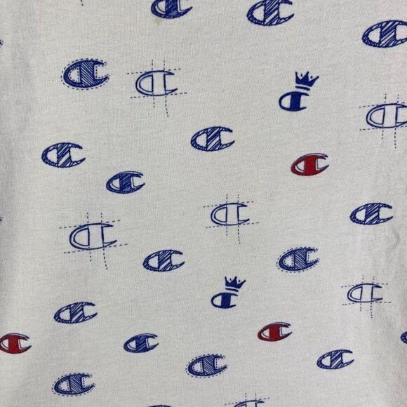 Champion Pajama Shirt‎ Allover Print Mens Sleep Sleepwear Graphic Lounge White M - Picture 5 of 12